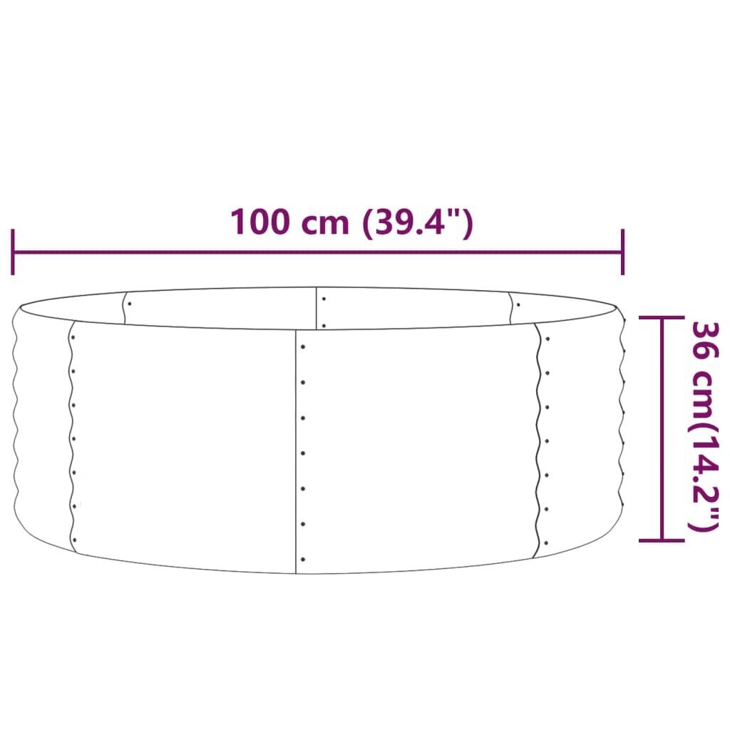 vidaXL Korotettu kukkalaatikko jauhemaalattu teräs 100x100x36cm harmaa hinta ja tiedot | Kukkalaatikot | hobbyhall.fi