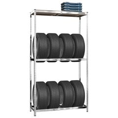 vidaXL 2-tasoinen Rengasteline 3 kpl hopea 110x40x180 cm teräs hinta ja tiedot | Varastohyllyt | hobbyhall.fi