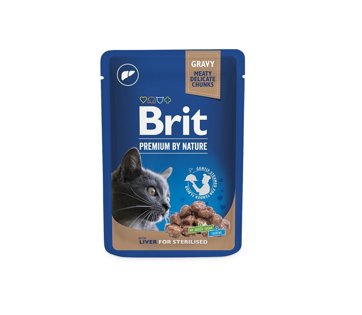 Brit Premium Liver märkäruoka steriloiduille kissoille, 100 g x 12 hinta ja tiedot | Kissanruoka | hobbyhall.fi