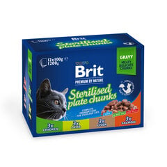 Brit Premium Cat Sterilized Plate märkäruoka steriloiduille kissoille, 12x100 g hinta ja tiedot | Kissanruoka | hobbyhall.fi