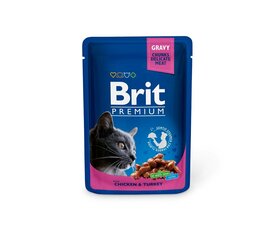 Brit Premium Chicken&Turkey kissan märkäruoka, 100g x 12 hinta ja tiedot | Kissanruoka | hobbyhall.fi