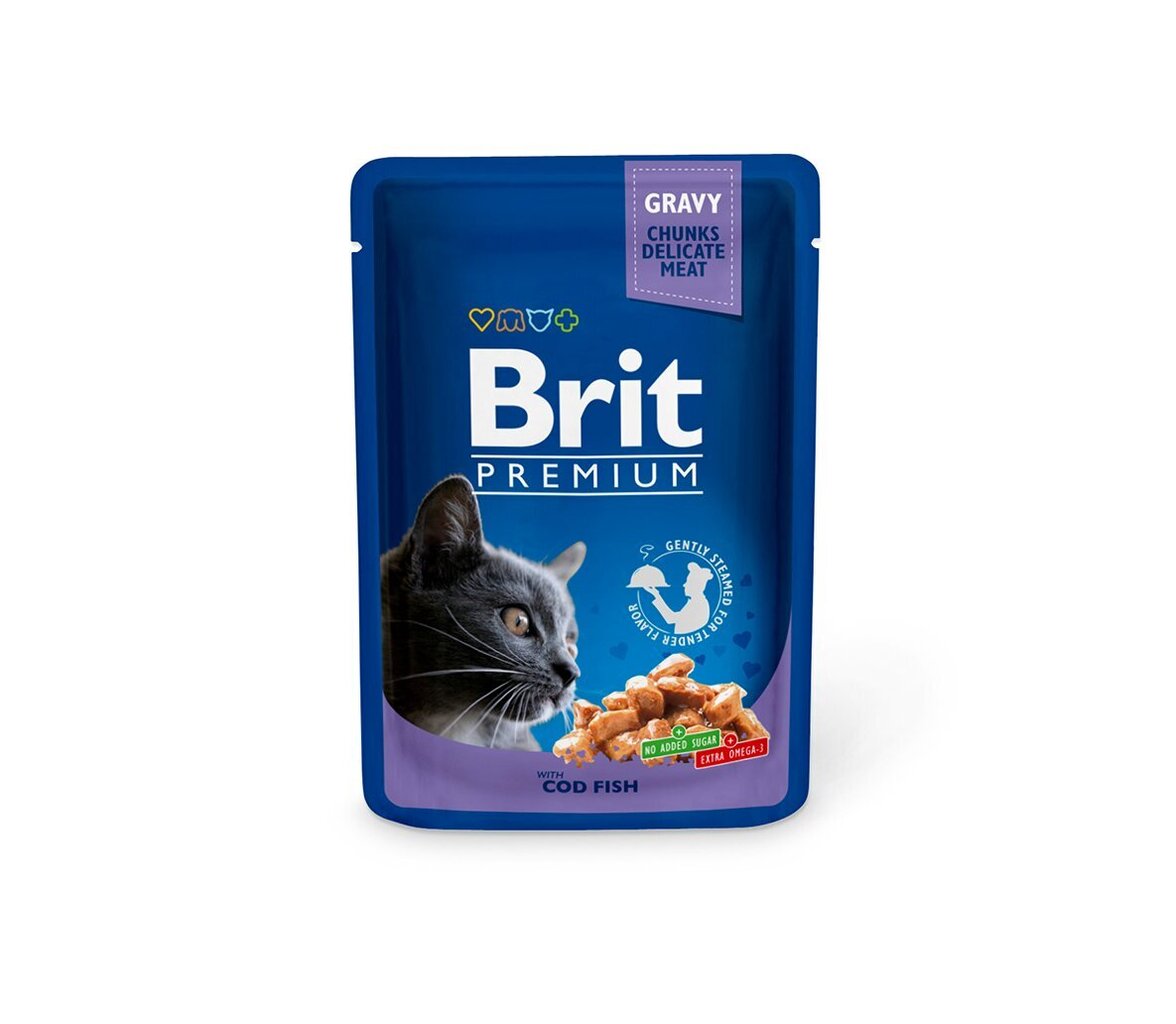 Brit Premium katėms Cod Fish kissan märkäruoka, 100 g x 12 hinta ja tiedot | Kissanruoka | hobbyhall.fi