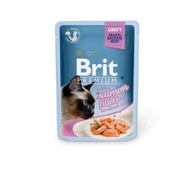 Brit Premium Delicate Files in Gravy Salmon Steriloitu märkäruoka steriloiduille kissoille, 85 g x 12 hinta ja tiedot | Kissanruoka | hobbyhall.fi