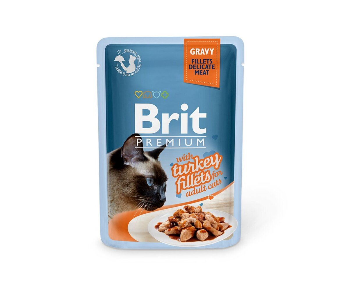 Brit Premium Delicate Filets Gravy Turkey kissan märkäruoka, 85g x 12 hinta ja tiedot | Kissanruoka | hobbyhall.fi