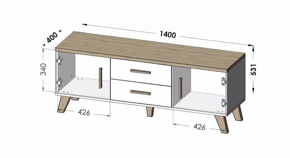 TV-kaappi Cama Meble Lotta TV14 2D2S, ruskea/musta hinta ja tiedot | TV-tasot | hobbyhall.fi