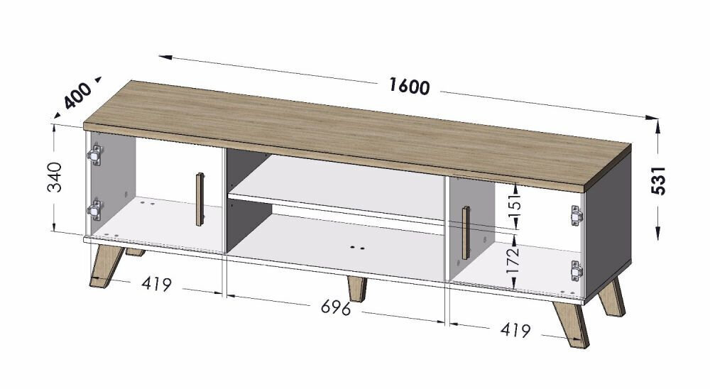 TV-kaappi Cama Meble Lotta 160 2D2K, ruskea/musta hinta ja tiedot | TV-tasot | hobbyhall.fi