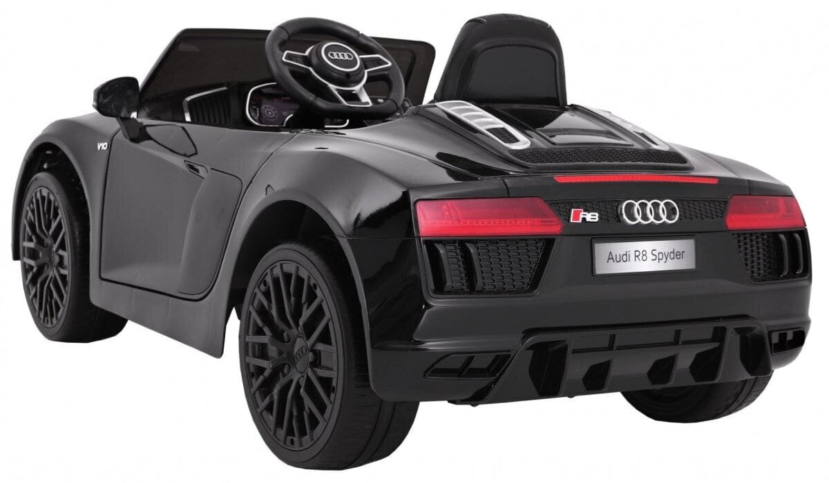 Yksipaikkainen lasten sähköauto Audi R8 Spyder, musta hinta ja tiedot | Lasten sähköautot | hobbyhall.fi