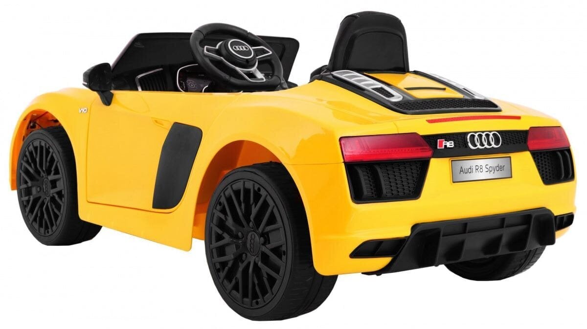 Yksipaikkainen lasten sähköauto Audi R8 Spyder, keltainen hinta ja tiedot | Lasten sähköautot | hobbyhall.fi