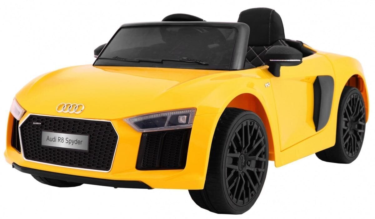 Yksipaikkainen lasten sähköauto Audi R8 Spyder, keltainen hinta ja tiedot | Lasten sähköautot | hobbyhall.fi