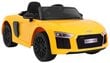 Yksipaikkainen lasten sähköauto Audi R8 Spyder, keltainen hinta ja tiedot | Lasten sähköautot | hobbyhall.fi