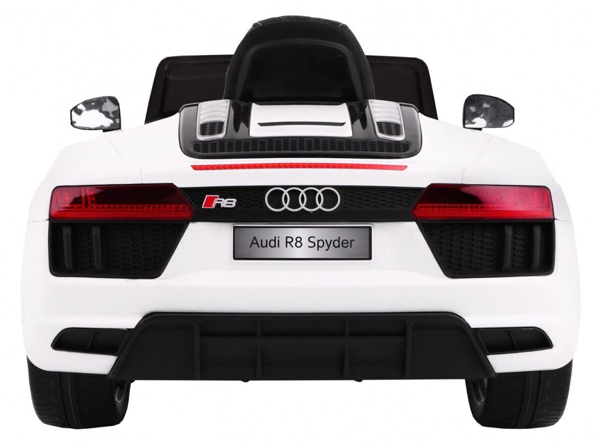 Yksipaikkainen lasten sähköauto "AUDI R8 Spyder", valkoinen hinta ja tiedot | Lasten sähköautot | hobbyhall.fi