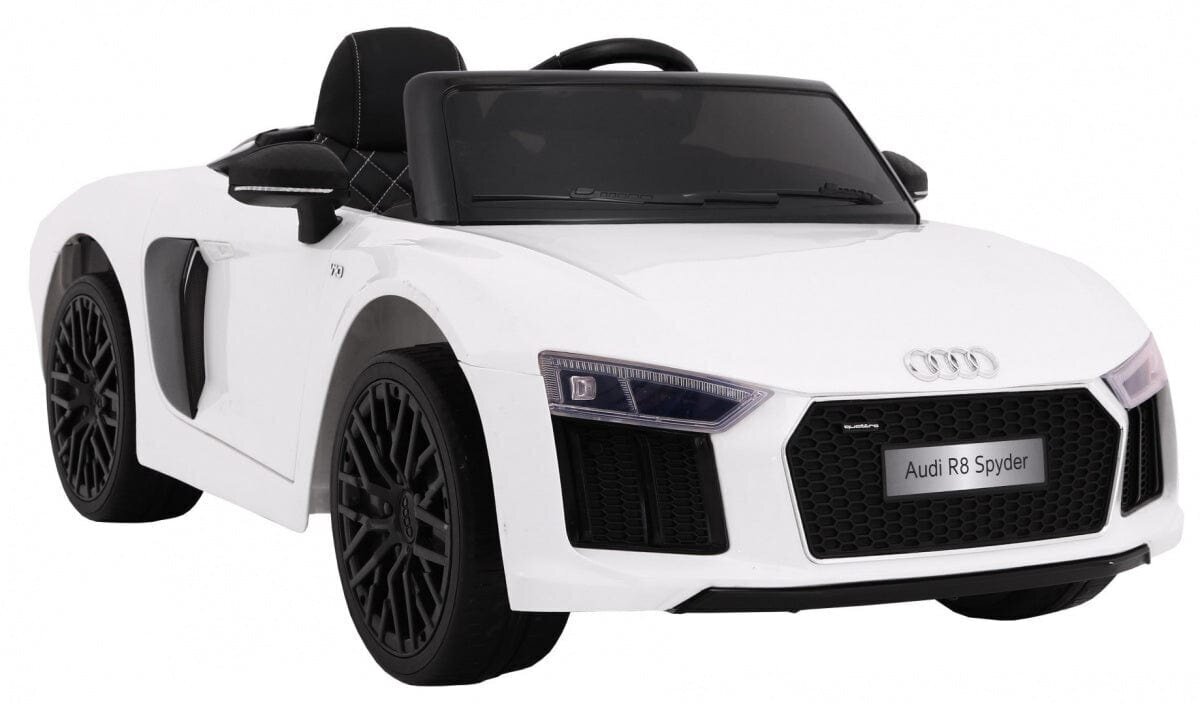 Yksipaikkainen lasten sähköauto "AUDI R8 Spyder", valkoinen hinta ja tiedot | Lasten sähköautot | hobbyhall.fi