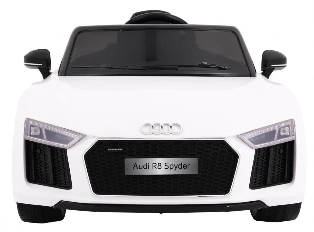 Yksipaikkainen lasten sähköauto "AUDI R8 Spyder", valkoinen hinta ja tiedot | Lasten sähköautot | hobbyhall.fi