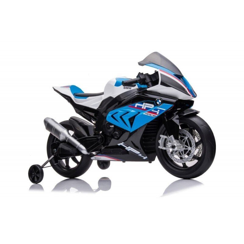 Akkukäyttöinen moottoripyörä lapsille Lean Toys BMW HP4 Race JT5001, sininen hinta ja tiedot | Lasten sähköautot | hobbyhall.fi