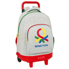 Reppu pyörillä Benetton Pop, harmaa, 33 x 45 x 22 cm hinta ja tiedot | Koulureput ja -laukut | hobbyhall.fi