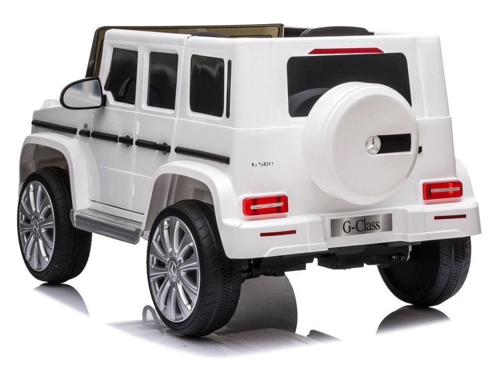 Yksipaikkainen sähköauto lapsille Mercedes G500, valkoinen hinta ja tiedot | Lasten sähköautot | hobbyhall.fi