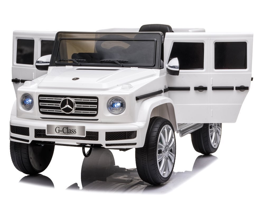 Yksipaikkainen sähköauto lapsille Mercedes G500, valkoinen hinta ja tiedot | Lasten sähköautot | hobbyhall.fi