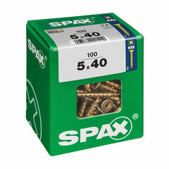 Puuruuvit Spax Yellox 5 x 40 mm, 100 kpl. hinta ja tiedot | Käsityökalut | hobbyhall.fi