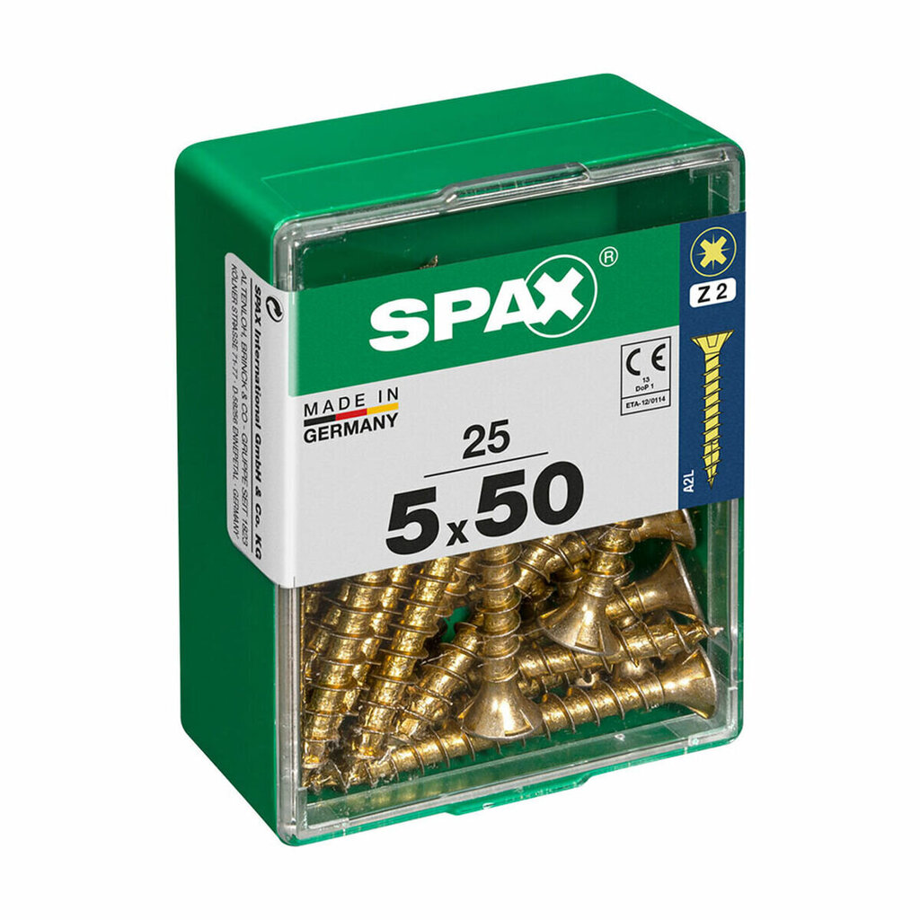 Puuruuvit Spax Yellox 5 x 50 mm, 25 kpl. hinta ja tiedot | Käsityökalut | hobbyhall.fi