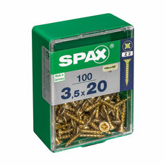 Puuruuvit Spax Yellox 3,5 x 20 mm, 100 kpl. hinta ja tiedot | Käsityökalut | hobbyhall.fi