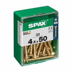 Puuruuvit Spax Yellox 4,5 x 50 mm, 30 kpl. hinta ja tiedot | Käsityökalut | hobbyhall.fi