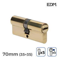 Sylinterilukko messinki EDM 70 mm, 5 avainta hinta ja tiedot | Lukot | hobbyhall.fi