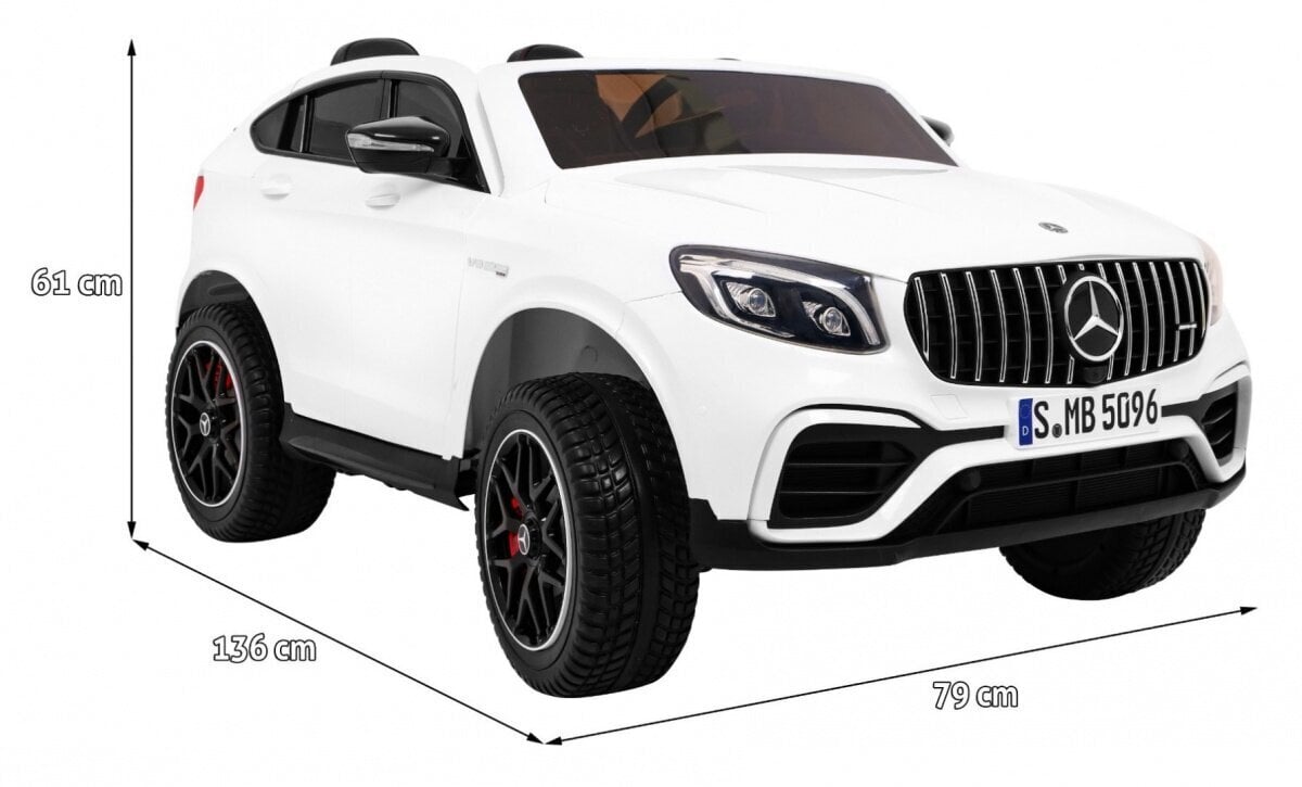 Kaksipaikkainen sähköauto Mercedes GLC 63S, valkoinen hinta ja tiedot | Lasten sähköautot | hobbyhall.fi