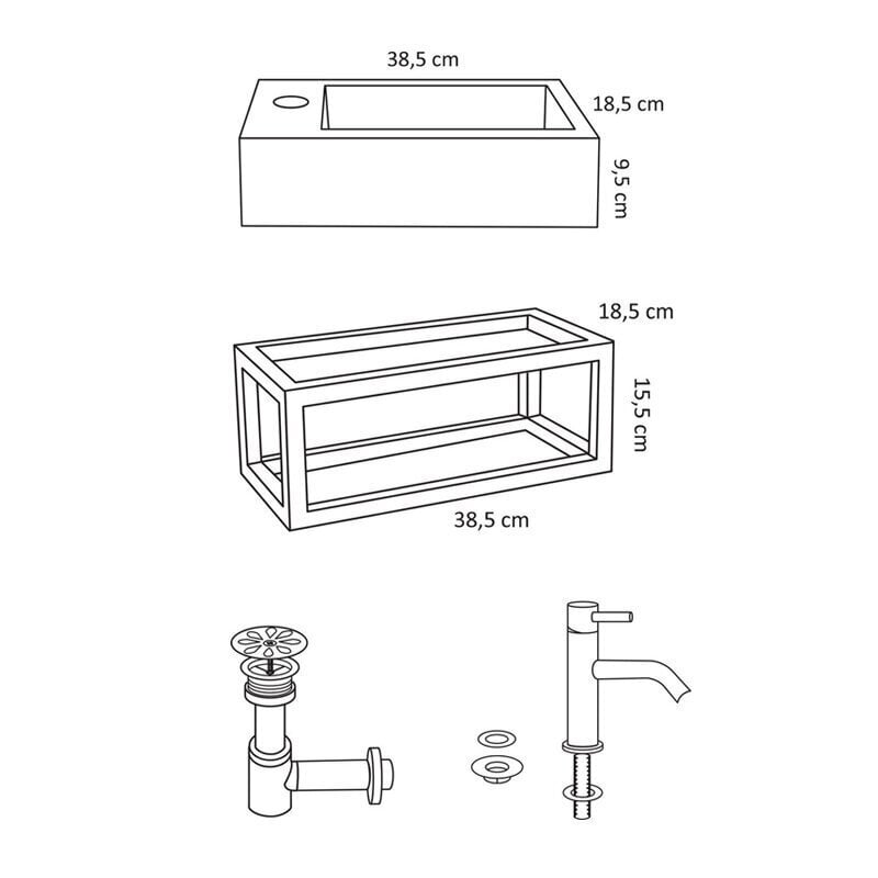 Pesuallassarja DIFFERENZ Juti Concrete 38,5 cm hinta ja tiedot | Pesualtaat | hobbyhall.fi