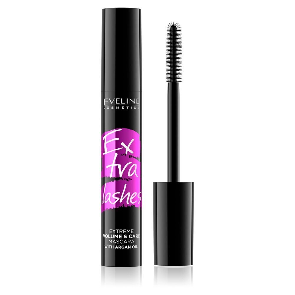 Ripsiväri Eveline Extra Lashes Extreme Volume & Care, musta, 10 ml hinta ja tiedot | Silmämeikit | hobbyhall.fi