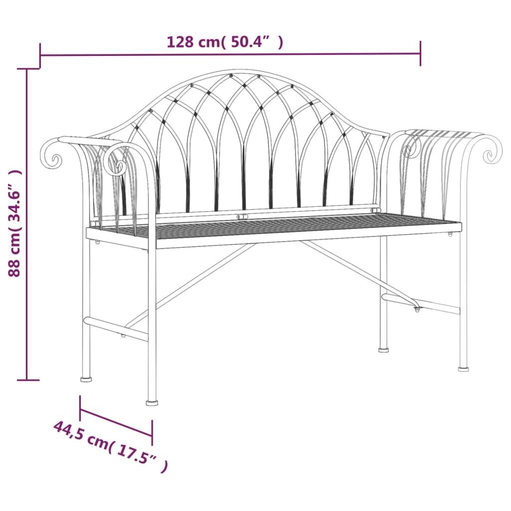 vidaXL 2-istuttava Puutarhapenkki 128 cm hinta ja tiedot | Puutarhapenkit | hobbyhall.fi