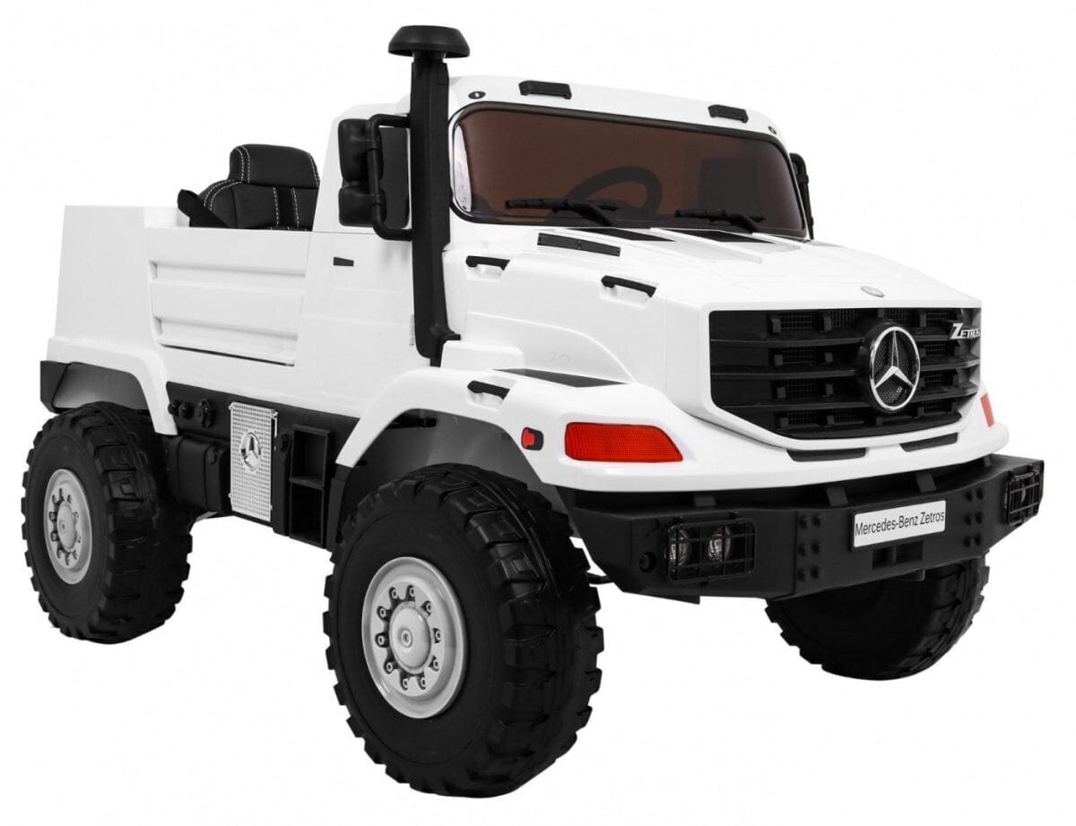 Mercedes-Benz Zetros kaksipaikkainen sähköauto lapsille, valkoinen hinta ja tiedot | Lasten sähköautot | hobbyhall.fi