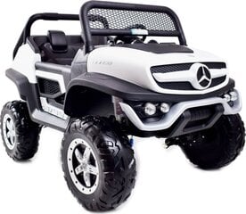 Kaksipaikkainen sähköauto lapsille Mercedes Benz Unimog, valkoinen hinta ja tiedot | Lasten sähköautot | hobbyhall.fi