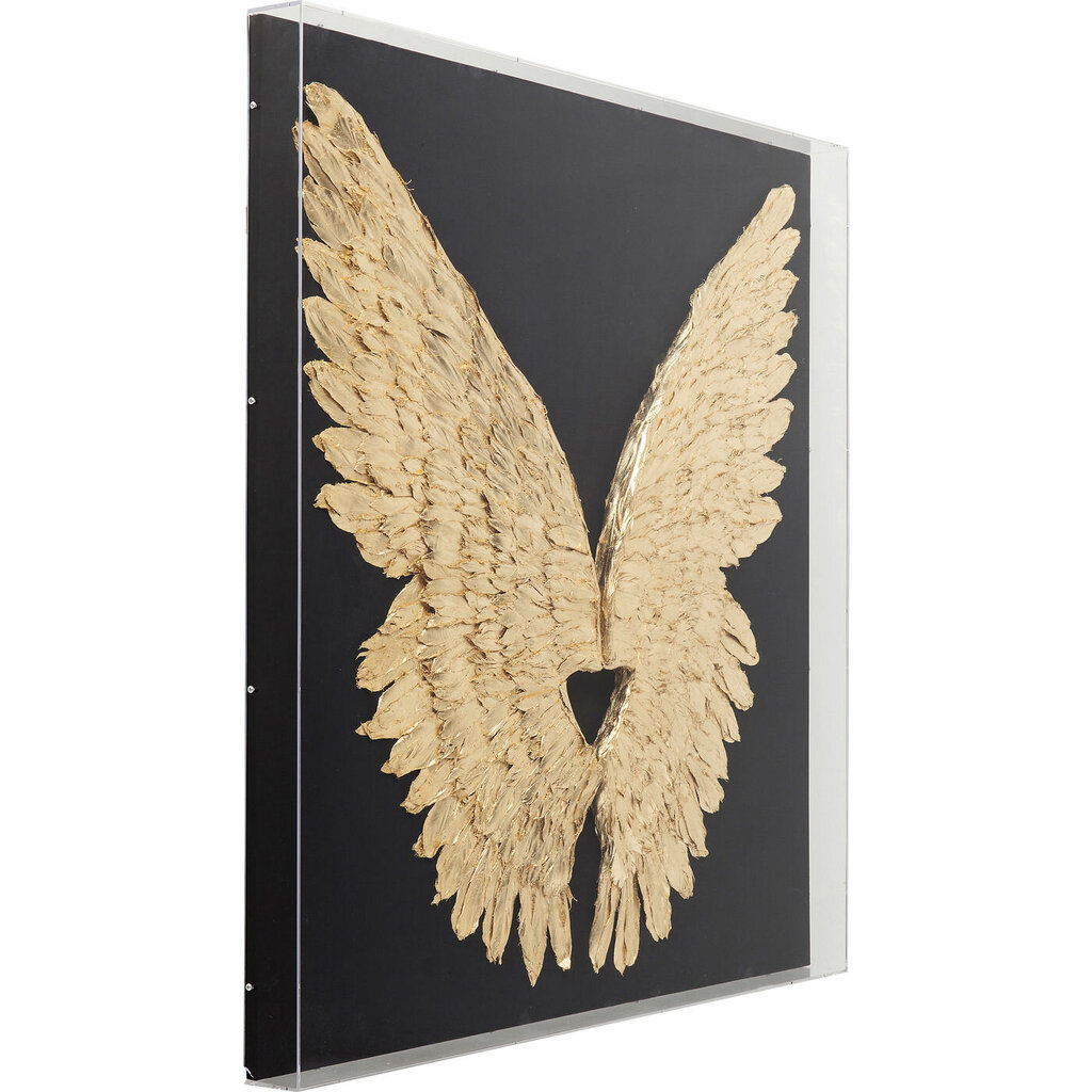 Seinäkoriste, Wings, Kulta Musta 120x120cm hinta ja tiedot | Taulut | hobbyhall.fi