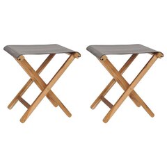 vidaXL Taitettavat tuolit 2 kpl täysi tiikki ja tummanharmaa kangas hinta ja tiedot | Puutarhatuolit | hobbyhall.fi