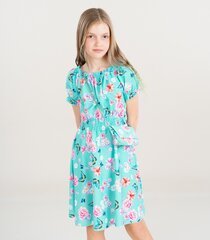 Lasten mekko 2325444 01, vihreä/sininen 2325444*01-014 hinta ja tiedot | Tyttöjen mekot | hobbyhall.fi