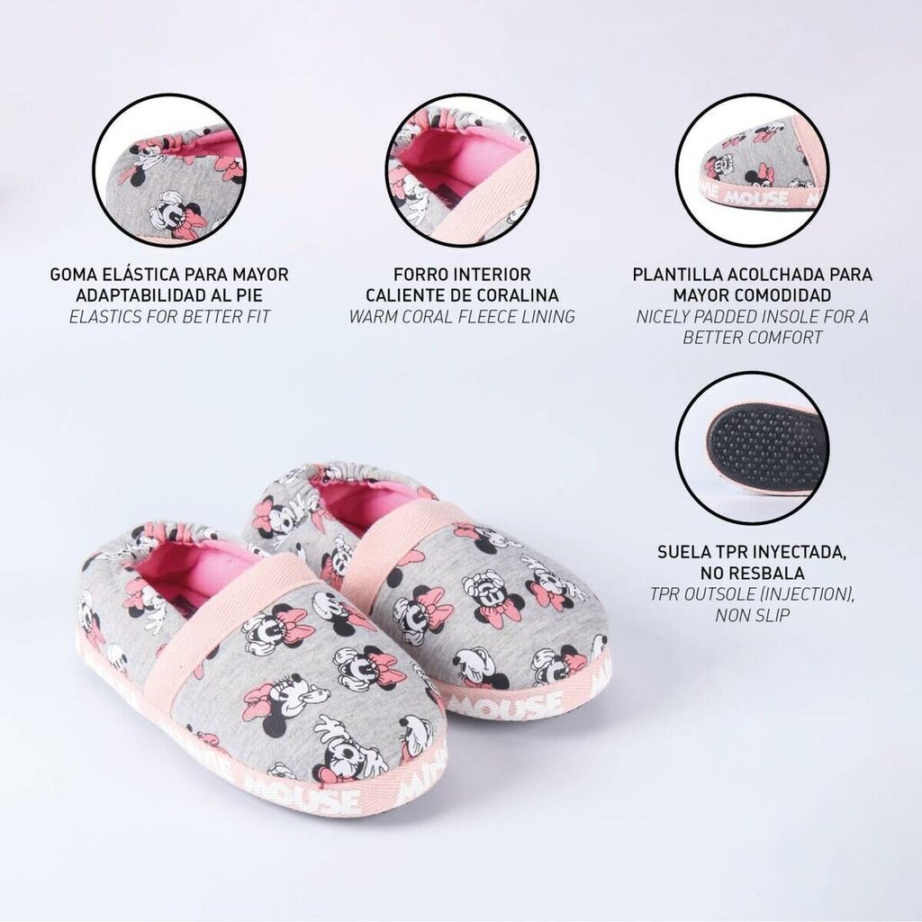 Kotitossut Minnie Mouse Vaaleanharmaa hinta ja tiedot | Lasten tossut | hobbyhall.fi