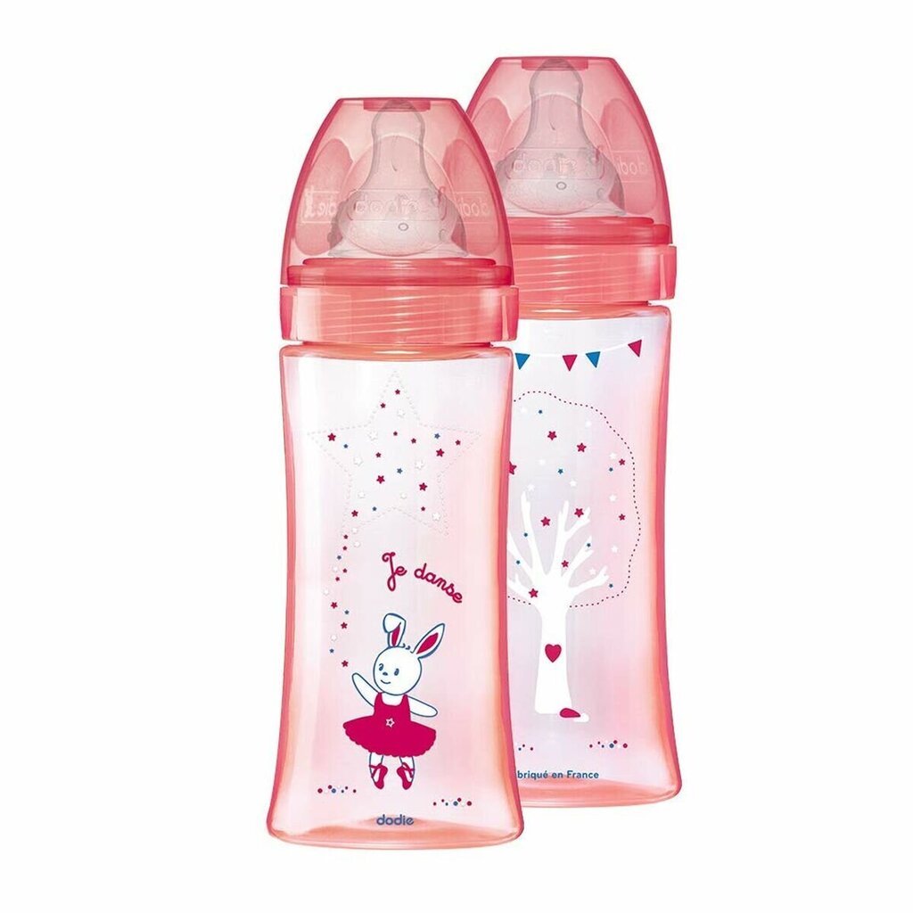 Tuttipullosarja Dodie 3700763537061, pinkki, 330 ml, 2 kpl. hinta ja tiedot | Tuttipullot ja tarvikkeet | hobbyhall.fi