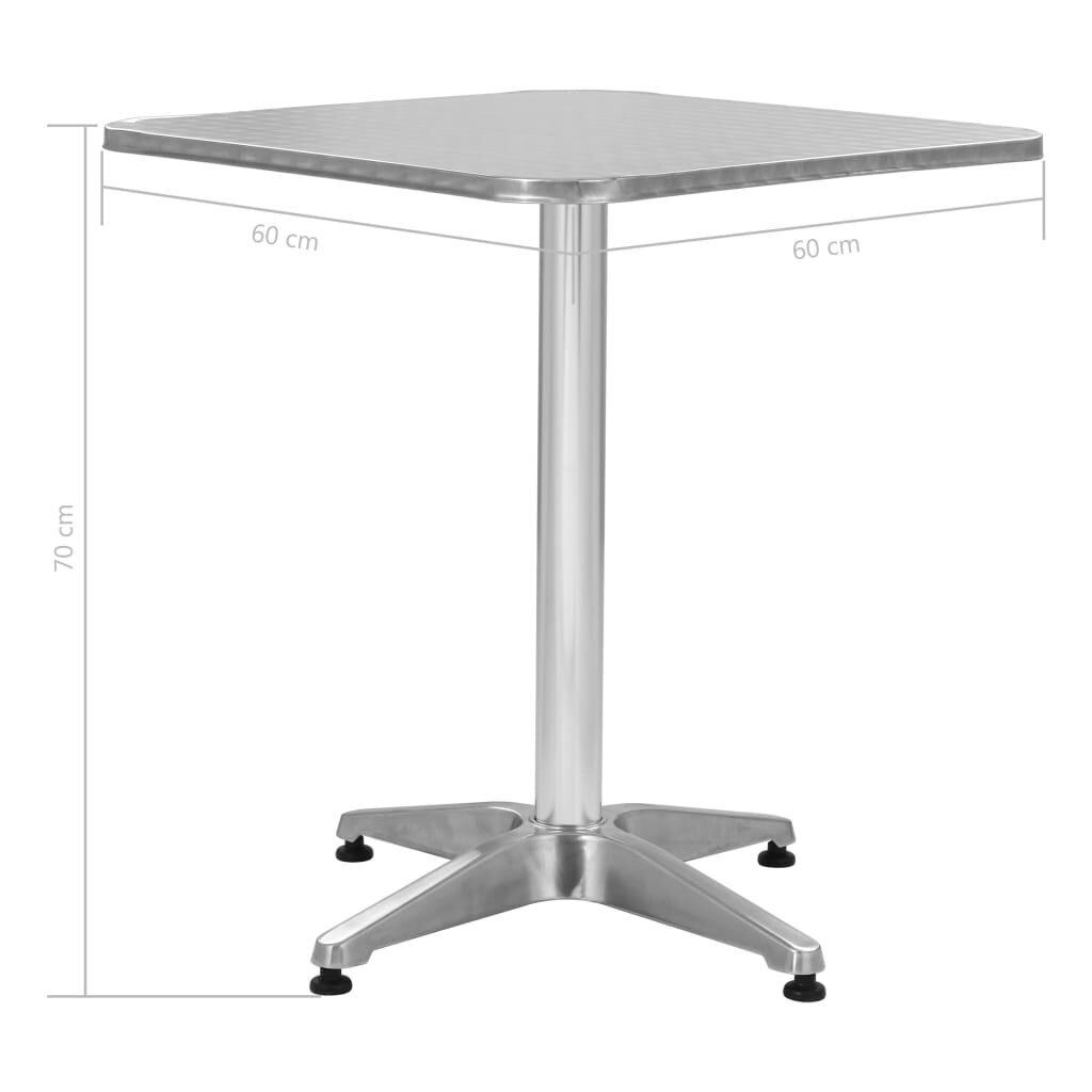 vidaXL Puutarhapöytä hopea 60x60x70 cm alumiini hinta ja tiedot | Puutarhapöydät | hobbyhall.fi