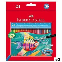 Akvarellivärikynät Faber-Castell, värilliset, 3 kpl. 24 kpl kustakin hinta ja tiedot | Taide- ja askartelutarvikkeet | hobbyhall.fi