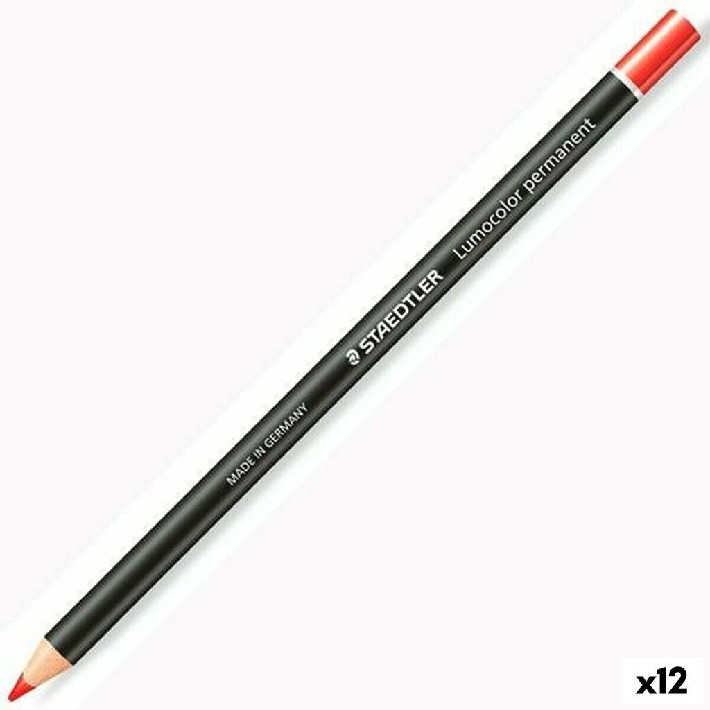 Lyijykynät Staedtler Lumocolor Permanent Glasochrom, punainen, 12 kpl. hinta ja tiedot | Taide- ja askartelutarvikkeet | hobbyhall.fi