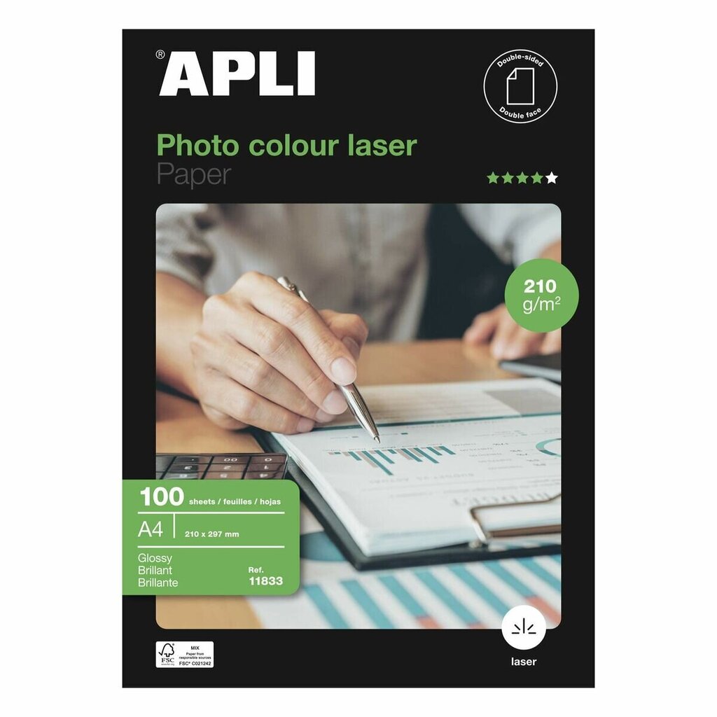 Valokuvapaperi Apli Laser, A4, kiiltävä hinta ja tiedot | Toimistotarvikkeet | hobbyhall.fi