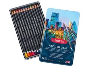 Värikynät Derwent Procolour 12 kpl. hinta ja tiedot | Taide- ja askartelutarvikkeet | hobbyhall.fi