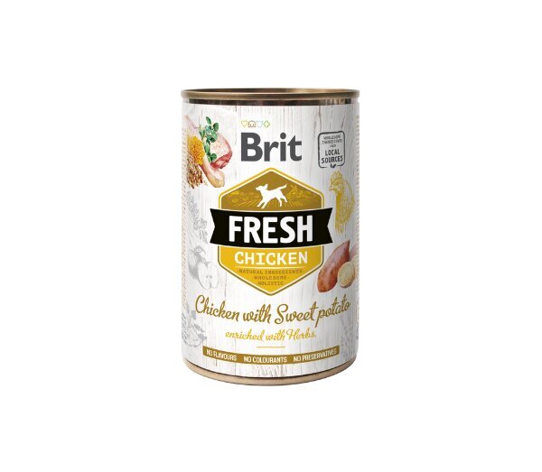 Brit Fresh Chicken&Sweet Potato, 400 g hinta ja tiedot | Koiran märkäruoka | hobbyhall.fi