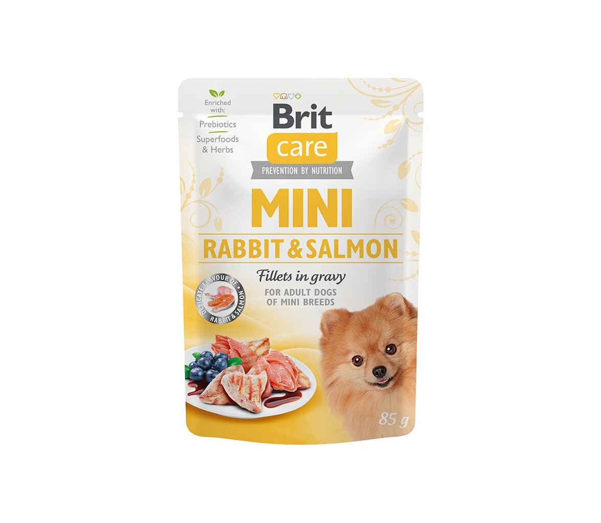 Brit Care Mini Rabbit&Salmon fileet kastikkeessa märkänä nirsoille koirille, ruoka pienille rotuille, 85 g x 24 hinta ja tiedot | Koiran märkäruoka | hobbyhall.fi