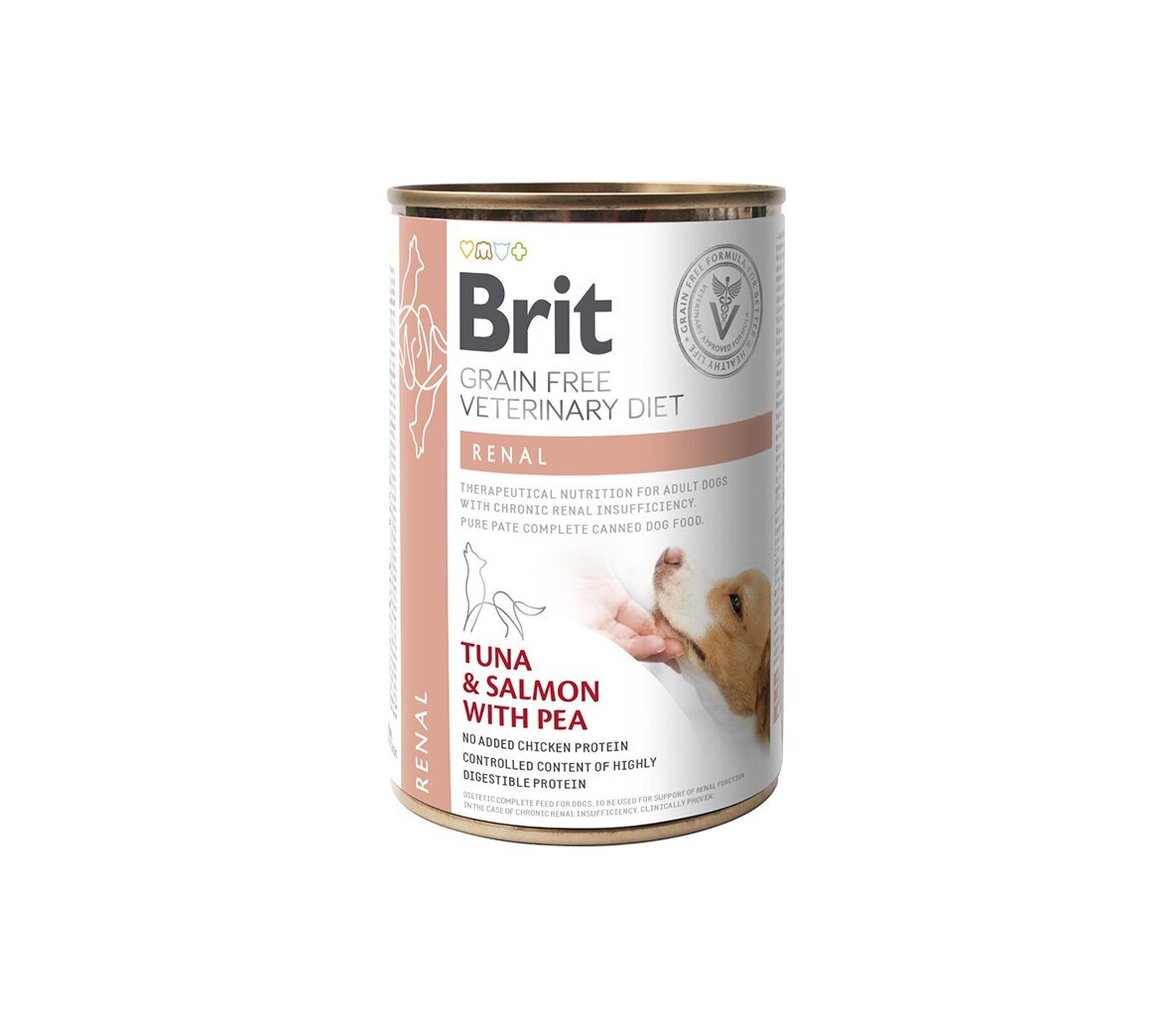 Brit GF Veterinary Diets Renal märkäruoka munuaisten vajaatoimintaa sairastaville koirille, 0,4 kg hinta ja tiedot | Koiran märkäruoka | hobbyhall.fi