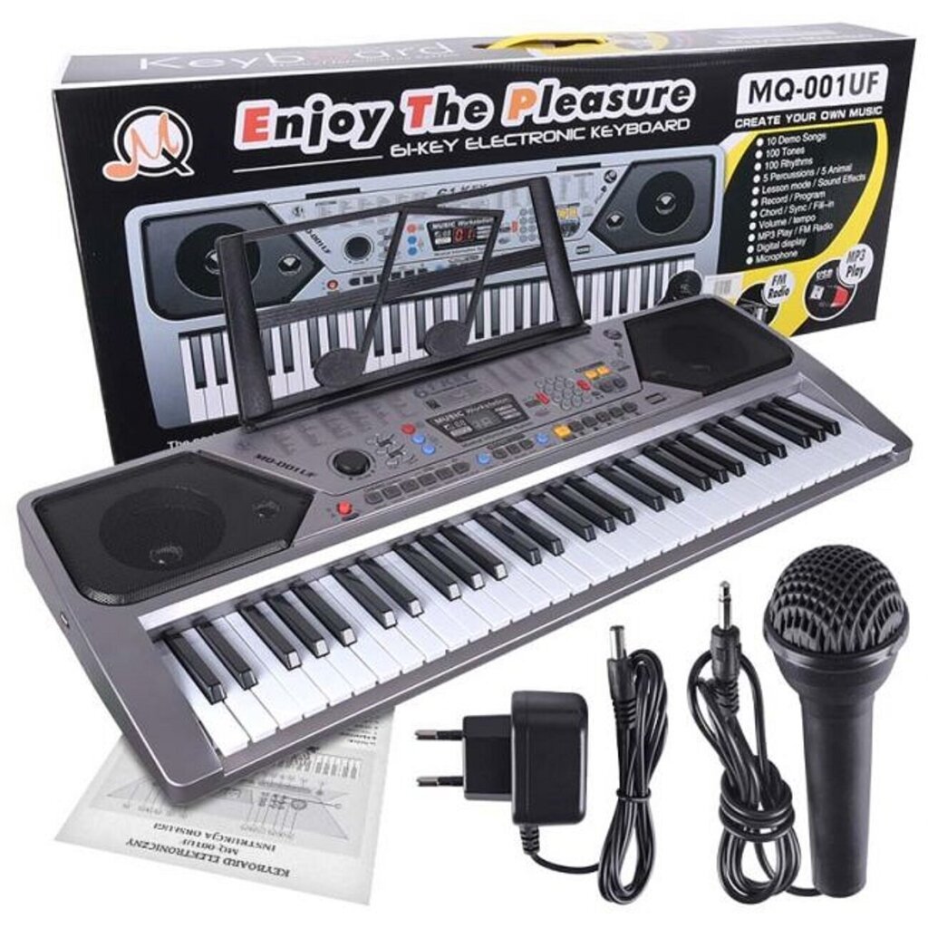 MQ 001 UF Keyboard kosketinsoitin mikrofonilla lapsille USB MP3 radio hinta ja tiedot | Kosketinsoittimet | hobbyhall.fi