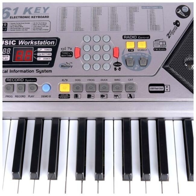 MQ 001 UF Keyboard kosketinsoitin mikrofonilla lapsille USB MP3 radio hinta ja tiedot | Kosketinsoittimet | hobbyhall.fi