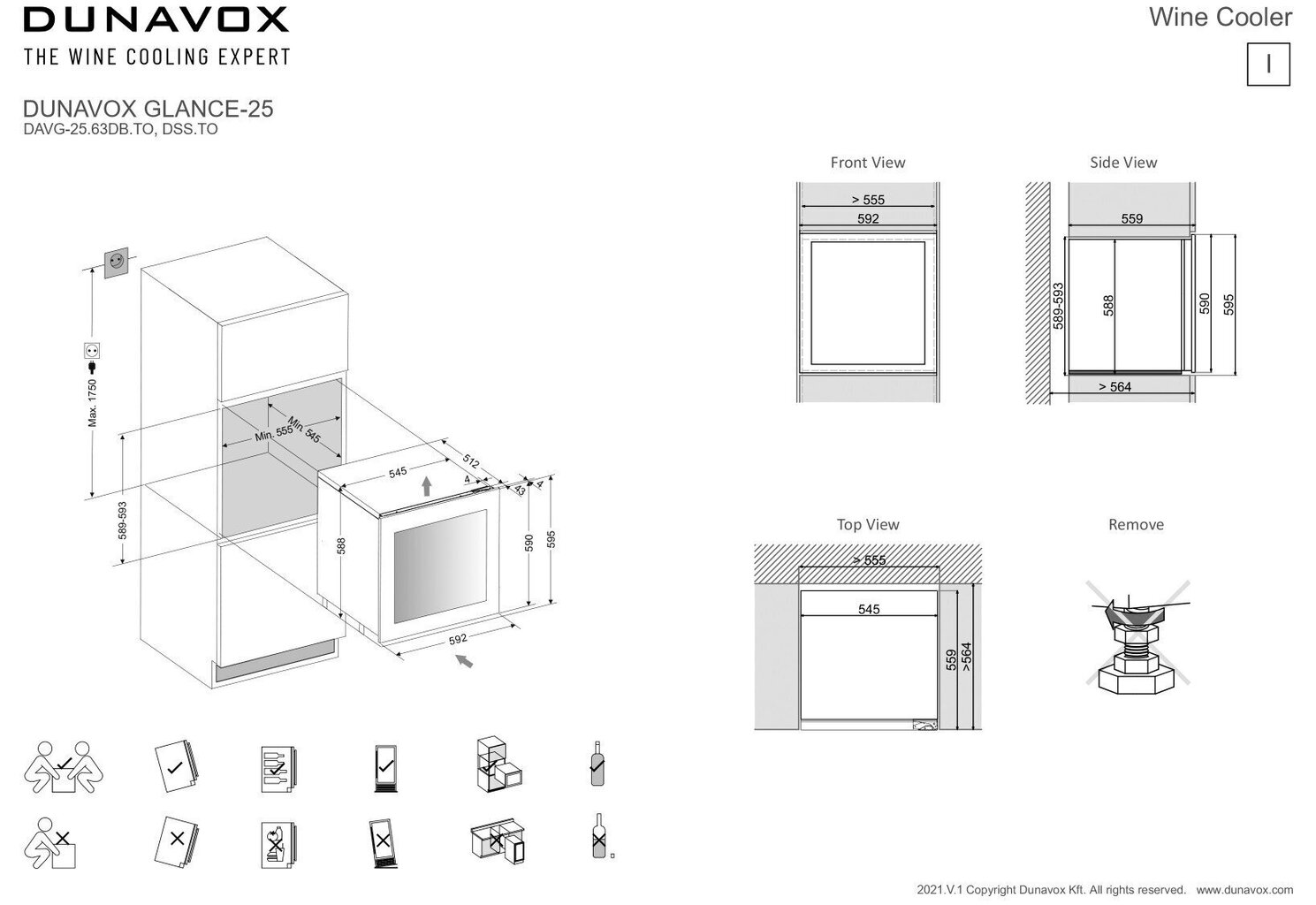 Dunavox DAVG-25.63DB.TO hinta ja tiedot | Viinikaapit | hobbyhall.fi