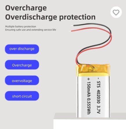 Litiumakku 3,7 V 150 mAh Malli 402030 hinta ja tiedot | Paristot | hobbyhall.fi