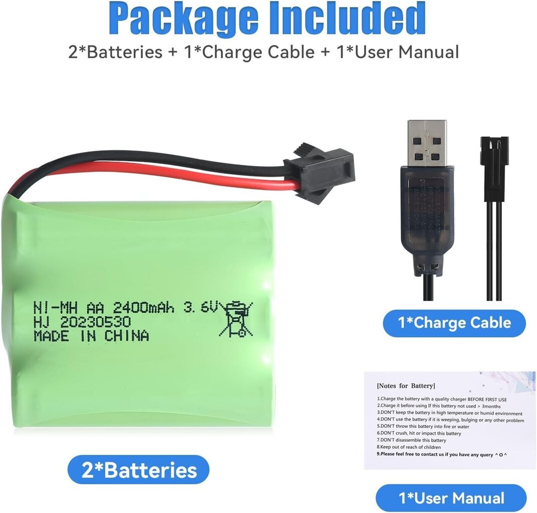 Ladattava akku Ni-MH AA 3.6V 2400mAh hinta ja tiedot | Paristot | hobbyhall.fi